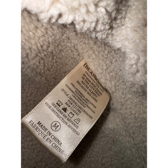 Blank NYC Denim Jacket Sherpa Collar Lined Oversized Moto Coat Medium‎ - Picture 10 of 10